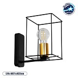 GLOBOSTAR® CYRA 203-0012 Μοντέρνο Φωτιστικό Τοίχου - Απλίκα με Ντουί 1 x E27 AC 220-240V IP20 - Μαύρο & Χρυσό - Μ14 x Π21 x Υ22cm