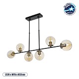 GLOBOSTAR® LATTICE 203-0016 Μοντέρνο Φωτιστικό Οροφής με Ντουί 6 x E27 AC 220-240V IP20 - Μαύρο & Μπρούτζινο - Μ120 x Π15 x Υ32cm