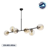 GLOBOSTAR® LATTICE 203-0017 Μοντέρνο Φωτιστικό Οροφής με Ντουί 6 x E27 AC 220-240V IP20 - Μαύρο & Μπρούτζινο - Μ120 x Π32 x Υ32cm