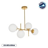 GLOBOSTAR® GLOBUS 203-0105 Μοντέρνο Φωτιστικό Οροφής με Ντουί 4 x E27 AC 220-240V IP20 - Λευκό & Χρυσό - Μ70 x Π15 x Υ34cm