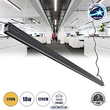 GloboStar® OFFICE 61025-P Γραμμικό Κρεμαστό Φωτιστικό Linear LED 18W 2170lm 120° AC 220-240V Μ120 x Π2 x Υ4cm Θερμό Λευκό 2700K - Μαύρο - 3 Years Warranty
