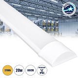 GloboStar® 60157 LED Γραμμικό Βιομηχανικό Φωτιστικό Tri-Proof 60cm 20W 1808lm 120° AC 220-240V Αδιάβροχο IP65 Μ60 x Π7.5 x Υ2.5cm Θερμό Λευκό 2700K - 2 Χρόνια Εγγύηση