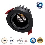 GLOBOSTAR® LEO-R 60286 Χωνευτό Κινούμενο Downlight Σποτ με Honeycomb Anti Glare Reflector LED 10W 1300lm 38° AC 220-240V IP20 Φυσικό Λευκό 4500K - Bridgelux COB Chip & TÜV SÜD Driver - Μαύρο Ματ - Μ8.5 x Π8.5 x Υ6.6cm / Q7.5cm - 5 Χρόνια Εγγύηση