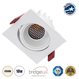 GLOBOSTAR® LEO-SQ 60290 Χωνευτό Κινούμενο Downlight Σποτ με Honeycomb Anti Glare Reflector LED 10W 1300lm 38° AC 220-240V IP20 Φυσικό Λευκό 4500K - Bridgelux COB Chip & TÜV SÜD Driver - Λευκό Ματ - Μ8.5 x Π8.5 x Υ6.6cm / Q7.5 x 7.5cm - 5 Χρόνια Εγγύηση