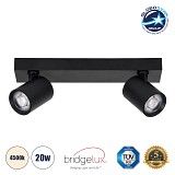 GLOBOSTAR® LEONARDO 60346 Μοντέρνο Φωτιστικό Οροφής LED 20W 2400lm 60° AC 220-240V IP20 Φυσικό Λευκό 4500K - Bridgelux COB - Μαύρο - Μ32 x Π7 x Υ11.8cm - 5 Χρόνια Εγγύηση