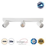 GLOBOSTAR® LEONARDO 60349 Μοντέρνο Φωτιστικό Οροφής LED 30W 3600lm 60° AC 220-240V IP20 Φυσικό Λευκό 4500K - Bridgelux COB - Λευκό - Μ52 x Π7 x Υ11.8cm - 5 Χρόνια Εγγύηση