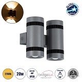 GLOBOSTAR® CANNONAL 60579 Μοντέρνο Φωτιστικό Τοίχου - Απλίκα LED 20W 2300lm 30° AC 220-240V IP20 Θερμό Λευκό 2700K - Bridgelux COB Chip & TÜV SÜD Driver - Μαύρο Ματ & Γκρι Ανθρακί Ματ - Μ12 x Π6.5 x Υ11cm - 3 Χρόνια Εγγύηση