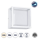 GLOBOSTAR® MAJESTIC 60775 Μοντέρνο Φωτιστικό Τοίχου - Απλίκα LED 10W 1050lm 120° AC 220-240V Αδιάβροχο IP65 Φυσικό Λευκό 4500K - Bridgelux SMD Chip - Λευκό Ματ - Μ17 x Π17 x Υ9cm - 3 Χρόνια Εγγύηση