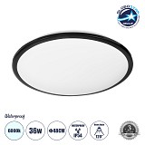 GLOBOSTAR® TUFFIN 60998 Φωτιστικό Πλαφονιέρα Οροφής LED 36W 4140lm 120° AC 220-240V Αδιάβροχο IP54 Ψυχρό Λευκό 6000K - Lumileds SMD Chip - Μαύρο Ματ & Λευκό Γαλακτερό - Μ48 x Π48 x Υ6.5cm - 3 Χρόνια Εγγύηση