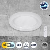 GLOBOSTAR® ARIANA 61035 Μοντέρνο Φωτιστικό Οροφής LED 55W 6376lm 120° AC 220-240V IP20 Ρυθμιζόμενο Λευκό CCT με Χειριστήριο από 2700K έως 6000K Dimmable - Lumileds SMD Chip - Λευκό Ματ - Μ48 x Π48 x Υ9cm - 3 Χρόνια Εγγύηση