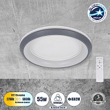 GLOBOSTAR® MELINA 61042 Μοντέρνο Φωτιστικό Οροφής LED 55W 6376lm 120° AC 220-240V IP20 Ρυθμιζόμενο Λευκό CCT με Χειριστήριο από 2700K έως 6000K Dimmable - Lumileds SMD Chip - Γκρι - Μ48 x Π48 x Υ9cm - 3 Χρόνια Εγγύηση