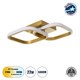GLOBOSTAR® NORA 61063 Μοντέρνο Φωτιστικό Οροφής LED 22W 2640lm 300° AC 220-240V IP20 Ρυθμιζόμενο Λευκό CCT με On/Off 2700K/4500K/6000K - Lumileds SMD Chip - Χρυσό Βούρτσας - Μ40 x Π24 x Υ7cm - 3 Χρόνια Εγγύηση