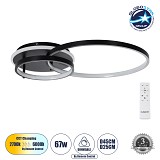 GLOBOSTAR® NEMESIS 61105 Μοντέρνο Φωτιστικό Οροφής LED 67W 7573lm 360° AC 220-240V IP20 Ρυθμιζόμενο Λευκό CCT με Χειριστήριο από 2700K έως 6000K Dimmable - Lumileds SMD Chip - Μαύρο Ματ - Μ84 x Π45 x Υ13cm - 3 Χρόνια Εγγύηση