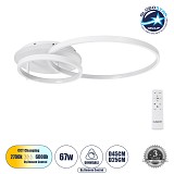 GLOBOSTAR® NEMESIS 61106 Μοντέρνο Φωτιστικό Οροφής LED 67W 7573lm 360° AC 220-240V IP20 Ρυθμιζόμενο Λευκό CCT με Χειριστήριο από 2700K έως 6000K Dimmable - Lumileds SMD Chip - Λευκό Ματ - Μ84 x Π45 x Υ13cm - 3 Χρόνια Εγγύηση