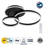 GLOBOSTAR® VENOM 61120 Μοντέρνο Φωτιστικό Οροφής LED 67W 8107lm 360° AC 220-240V IP20 Ρυθμιζόμενο Λευκό CCT με Χειριστήριο από 2700K έως 6000K Dimmable - Lumileds SMD Chip - Μαύρο Ματ - Μ60 x Π40 x Υ12.5cm - 3 Χρόνια Εγγύηση