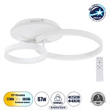 GLOBOSTAR® VENOM 61121 Μοντέρνο Φωτιστικό Οροφής LED 67W 8107lm 360° AC 220-240V IP20 Ρυθμιζόμενο Λευκό CCT με Χειριστήριο από 2700K έως 6000K Dimmable - Lumileds SMD Chip - Λευκό Ματ - Μ60 x Π40 x Υ12.5cm - 3 Χρόνια Εγγύηση