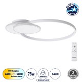 GLOBOSTAR® CIRCUO 61230 Μοντέρνο Φωτιστικό Οροφής LED 75W 8400lm 360° AC 220-240V IP20 Ρυθμιζόμενο Λευκό CCT με Χειριστήριο από 2700K έως 6000K Dimmable - Lumileds SMD Chip - Λευκό Ματ - Μ53 x Π42.5 x Υ9cm - 3 Χρόνια Εγγύηση