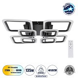 GLOBOSTAR® ROYAL-S 61325 Μοντέρνο Φωτιστικό Οροφής LED 135W 16200lm 360° AC 220-240V IP20 Ρυθμιζόμενο Λευκό CCT με Χειριστήριο από 2700K έως 6000K Dimmable - Lumileds SMD Chip - Μαύρο Ματ - Μ58.5 x Π58.5 x Υ12cm - 3 Χρόνια Εγγύηση