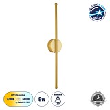 GLOBOSTAR® DIADEM 61330 Μοντέρνο Φωτιστικό Τοίχου - Απλίκα LED 9W 1080lm 120° AC 220-240V IP20 Ρυθμιζόμενο Λευκό CCT με On/Off 2700K/4500K/6000K - Lumileds SMD Chip - Χρυσό Βούρτσας - Μ10 x Π4 x Υ60cm - 3 Χρόνια Εγγύηση