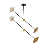 GLOBOSTAR® JOLIET 999-0044 Μοντέρνο Φωτιστικό Οροφής με Ντουί 4 x G9 AC 220-240V IP20 - Μαύρο & Χρυσό - Μ93 x Π20 x Υ106cm