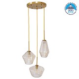 GLOBOSTAR® AMARIS 00978 Μοντέρνο Κρεμαστό Φωτιστικό Οροφής με Ντουί 3 x E27 AC 220-240V IP20 - Χρυσό Πλατίνα & Μελί - Μ50 x Π50 x Υ30cm