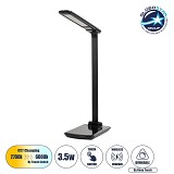 GLOBOSTAR® ONO 76533 Μοντέρνο Επιτραπέζιο Φωτιστικό Γραφείου με Ασύρματη Φόρτιση 10W 2A LED 3.5W 350lm 90° DC 5V με USB-C IP20 Ρυθμιζόμενο Λευκό CCT με Αφή 2700K/4500K/6000K Dimmable - Sanan SMD Chip - Μαύρο - Μ18 x Π12 x Υ36cm - 2 Χρόνια Εγγύηση