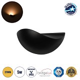 GLOBOSTAR® SELENE 60674 Μοντέρνο Φωτιστικό Τοίχου - Απλίκα LED 5W 625lm 90° AC 220-240V Αδιάβροχο IP65 Θερμό Λευκό 2700K - Bridgelux COB Chip & TÜV SÜD Driver - Μαύρο Ματ - Μ20 x Π9 x Υ12cm - 5 Χρόνια Εγγύηση