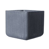 Supergreens Γλάστρα Πήλινη Τετράγωνη "Stripe" Γκρι Σκούρο XL 44x44x38 εκ.