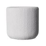 Supergreens Γλάστρα Πήλινη Στρογγυλή "Stripe" Λευκή L 42x42x40 εκ.