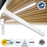 GLOBOSTAR® FELIX 61029-W Μοντέρνο Φωτιστικό Τοίχου - Απλίκα LED 54W 6500lm 120° AC 220-240V IP20 Ρυθμιζόμενο Λευκό CCT με On/Off 2700K/4500K/6000K - Lumileds SMD Chip - Λευκό Ματ - Μ120 x Π3.5 x Υ7cm - 3 Χρόνια Εγγύηση