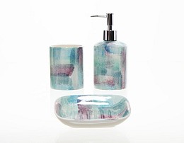 Σετ μπάνιου πορσελάνη ντισπένσερ με αμετάβλητη αντλία -θηκη οδ/ρτσας -σαπουνοθήκη (5245-5246-5247) Eurocasa