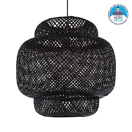 GLOBOSTAR® MALDIVES 00579 Boho Κρεμαστό Φωτιστικό Οροφής με Ντουί 1 x E27 AC 220-240V IP20 - Μαύρο - Μ56 x Π56 x Y54cm