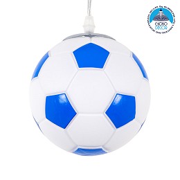 GLOBOSTAR® FOOTBALL 00644 Παιδικό Κρεμαστό Φωτιστικό Οροφής με Ντουί 1 x E27 AC 220-240V IP20 - Λευκό & Μπλε - Μ15 x Π15 x Y18cm
