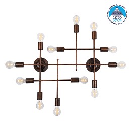 GloboStar® PIPING 00668 Vintage Επιτοίχιο Φωτιστικό Πολύφωτο 12 x E27 IP20 Χάλκινο Μέταλλο - Μ78.5 x Π9.5 x Υ64cm