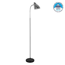 GloboStar® VERSA 00831 Μοντέρνο Επιδαπέδιο Φωτιστικό Μονόφωτο 1 x E27 IP20 Ασημί Μέταλλο με Μαύρο Μάρμαρο - Μ15 x Π15 x Υ155cm