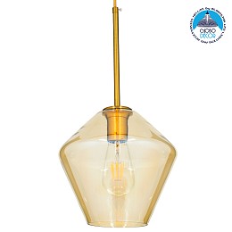 GLOBOSTAR® AMARIS 00869 Μοντέρνο Κρεμαστό Φωτιστικό Οροφής με Ντουί 1 x E27 AC 220-240V IP20 - Μελί & Χρυσό - Μ22 x Π22 x Y22cm