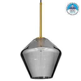 GLOBOSTAR® AMARIS 00872 Μοντέρνο Κρεμαστό Φωτιστικό Οροφής με Ντουί 1 x E27 AC 220-240V IP20 - Μαύρο Φιμέ & Χρυσό - Μ22 x Π22 x Y22cm