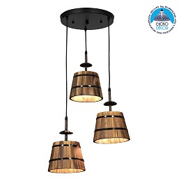 GLOBOSTAR® CEBU 00888 Vintage Κρεμαστό Φωτιστικό Οροφής με Ντουί 3 x E27 AC 220-240V IP20 - Καφέ & Μαύρο - Μ40 x Π40 x Y210cm