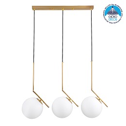 GLOBOSTAR® MONROE 00955 Μοντέρνο Κρεμαστό Φωτιστικό Οροφής με Ντουί 3 x E27 AC 220-240V IP20 - Χρυσό & Λευκό - Μ74 x Π25 x Υ50cm