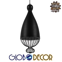 GLOBOSTAR® CARNEL 01106 Vintage Κρεμαστό Φωτιστικό Οροφής με Ντουί 1 x E27 AC 220-240V IP20 - Μαύρο - Μ26 x Π26 x Υ70cm