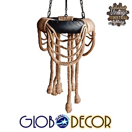 GLOBOSTAR® RUNNER 01115 Vintage Κρεμαστό Φωτιστικό Οροφής με Ντουί 6 x E27 AC 220-240V IP20 - Μαύρο & Μπεζ - Μ45 x Π45 x Υ60cm