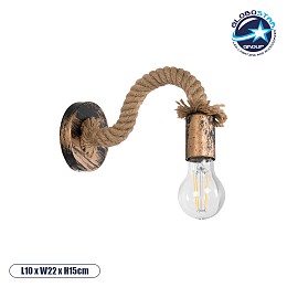 GLOBOSTAR® DAKER 01126 Vintage Φωτιστικό Τοίχου - Απλίκα με Ντουί 1 x E27 AC 220-240V IP20 - Χάλκινο Εφέ Σκουριάς & Μπεζ - Μ10 x Π22 x Υ15cm