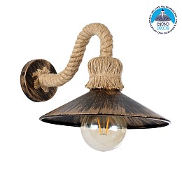 GLOBOSTAR® BRASSO 01132 Vintage Φωτιστικό Τοίχου - Απλίκα με Ντουί 1 x E27 AC 220-240V IP20 - Μπεζ & Χάλκινο Εφέ Σκουριάς - Μ38 x Π26.7 x Υ22cm