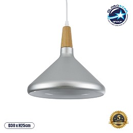 GLOBOSTAR® FELICITA 01277 Μοντέρνο Κρεμαστό Φωτιστικό Οροφής με Ντουί 1 x E27 AC 220-240V IP20 - Ασημί & Μπεζ - Μ30 x Π30 x Υ25cm