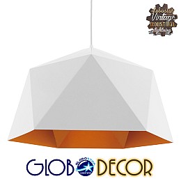GLOBOSTAR® HEXAGON 01378 Μοντέρνο Κρεμαστό Φωτιστικό Οροφής με Ντουί 1 x E27 AC 220-240V IP20 - Λευκό & Χρυσό - Μ46 x Π46 x Y25cm
