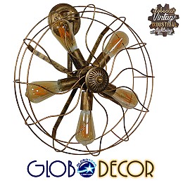 GloboStar® FAN 01381 Vintage Επιτοίχιο Φωτιστικό Απλίκα Πολύφωτο 5 x E27 IP20 Μπρούτζινο Μέταλλο - Μ46 x Π22 x Υ46cm