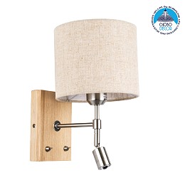 GLOBOSTAR® ELEGANT 01496 Μοντέρνο Φωτιστικό Τοίχου - Απλίκα Ξενοδοχείου Reading Light με Ντουί 1 x E27 LED 3W 360lm 36° AC 220-240V IP20 Θερμό Λευκό 2700K - Bridgelux COB Chip - Λευκό & Μπεζ - Μ18 x Π24 x Υ29cm - 2 Χρόνια Εγγύηση