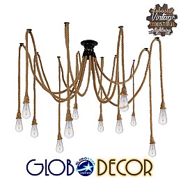 GLOBOSTAR® ATROX 01548 Vintage Κρεμαστό Φωτιστικό Οροφής με Ντουί 12 x E27 AC 220-240V IP20 - Μπεζ - Μ200 x Π200 x Υ100cm