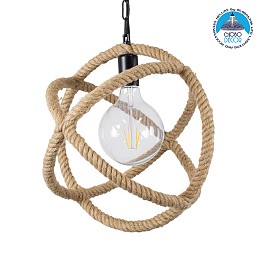 GLOBOSTAR® BALANCE 01596 Vintage Κρεμαστό Φωτιστικό Οροφής με Ντουί 1 x E27 AC 220-240V IP20 - Μαύρο & Μπεζ - Μ35 x Π35 x Υ36cm
