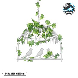 GLOBOSTAR® NEST 01641 Vintage Κρεμαστό Φωτιστικό Οροφής με Ντουί 1 x E27 AC 220-240V IP20 - Λευκό & Πράσινο - Μ48 x Π38 x Y40cm